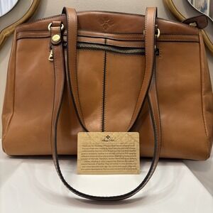 Patricia Nash Heritage Collection Poppy Satchel Leather Bag‎ Tan Brown AUTHENTIC
